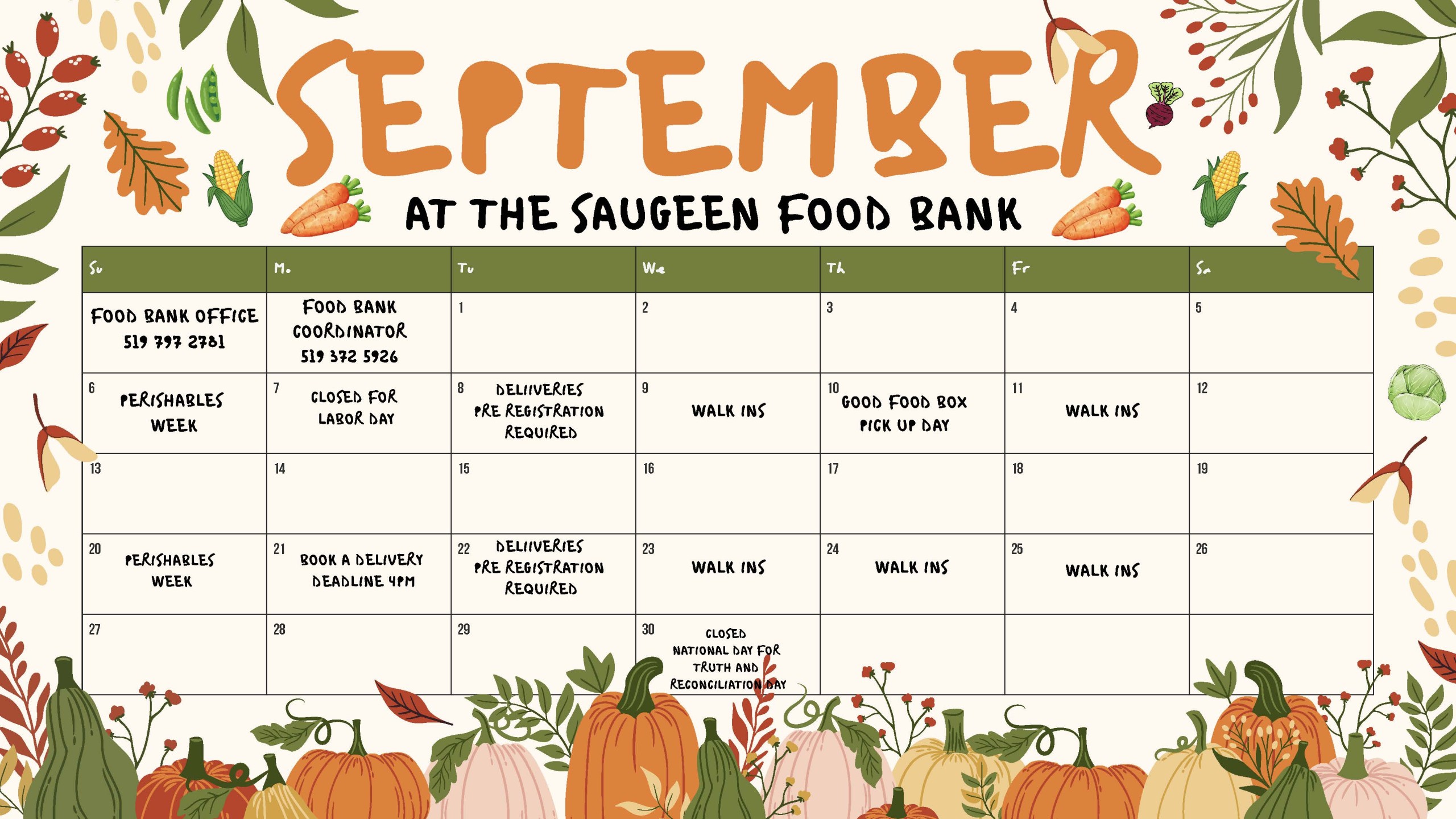Foodbank September Calender 2026