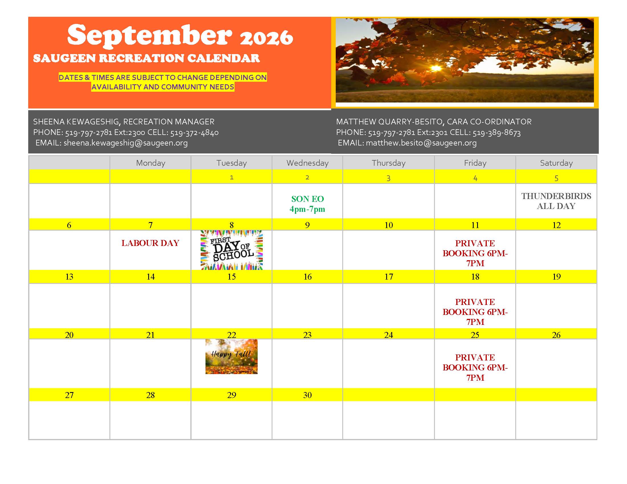 REC CALENDAR SEPT 2026